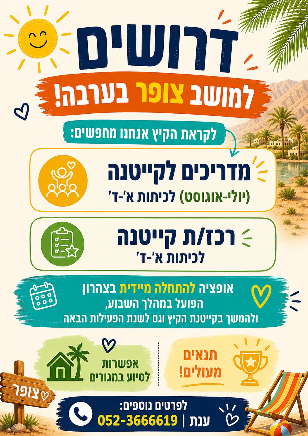 דרושים לקייטנה בצופר דרושים לקייטנה בצופר